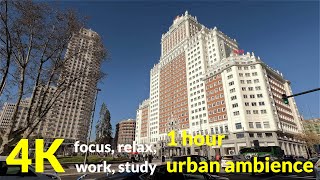 1 hour 4K - City Skyline Madrid, Spain - Plaza de España - ambience to relax, study, focus, work screenshot 3