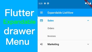 flutter expandable drawer menu | navigation with expansiontile