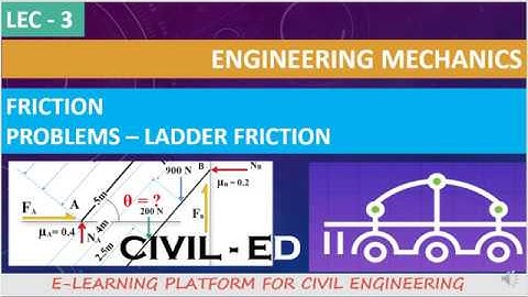 ENGINEERING MECHANICS - LEC - 3 - LADDER FRICTION PROBLEMS