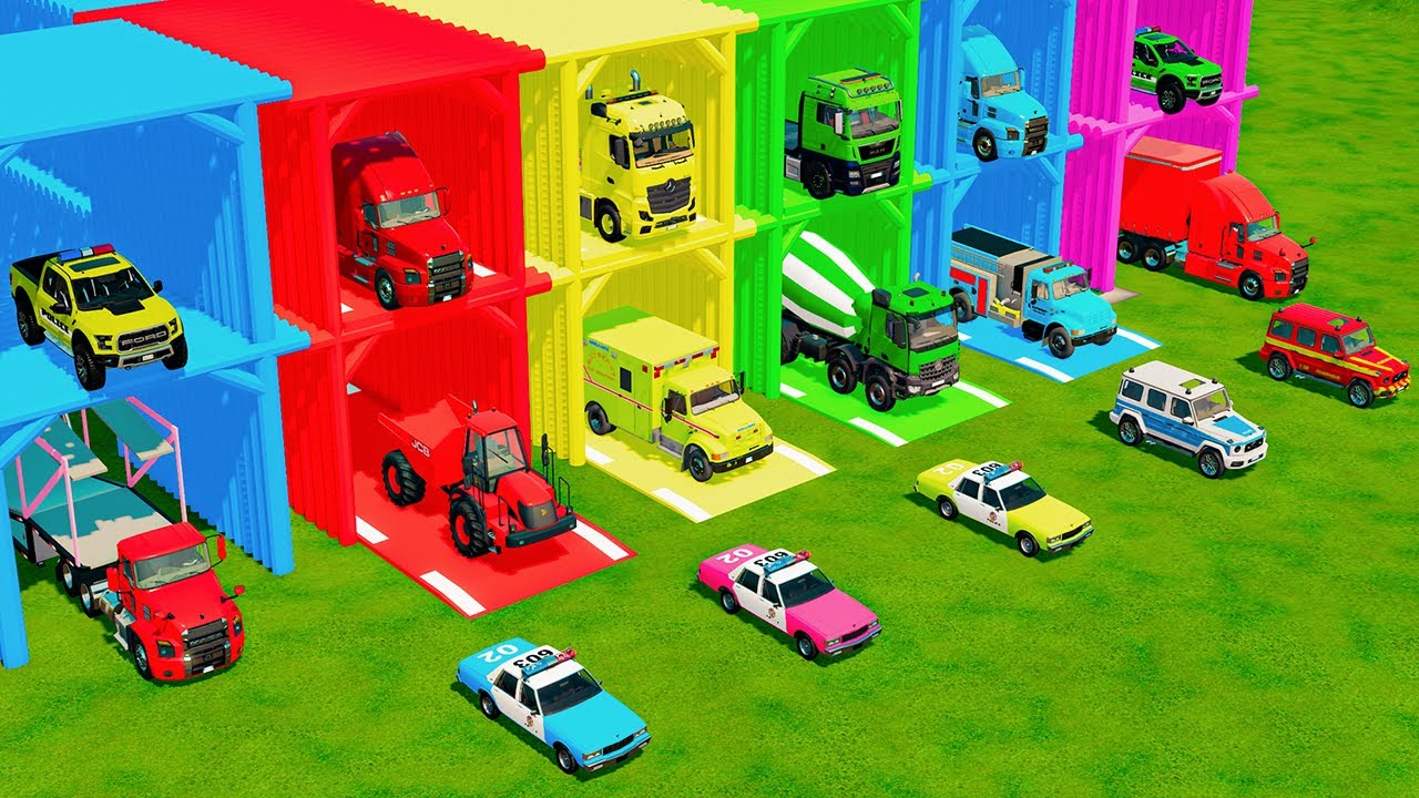 ALL POLICE CARS & SERVICE VEHICLES, FIRE ENGINE, TIPPING TRUCK TRANSPORT TO GARAGE - FS22