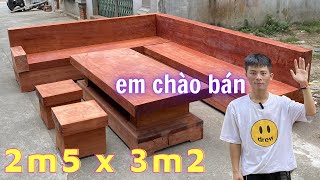 Thanh lý bộ Sofa góc nguyên khối gỗ hương đỏ chỉ 68 triệu.