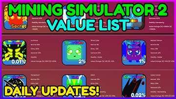 THE BEST MINING SIMULATOR 2 VALUE LIST! DAILY UPDATES (COMMUNITY VALUES) - Roblox