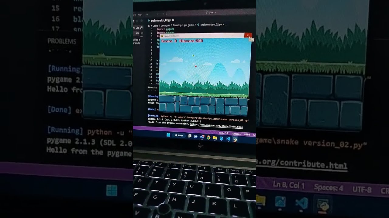 First Python Game DM For Source Code Pygame Snakegame Snakehead Coding Freshers