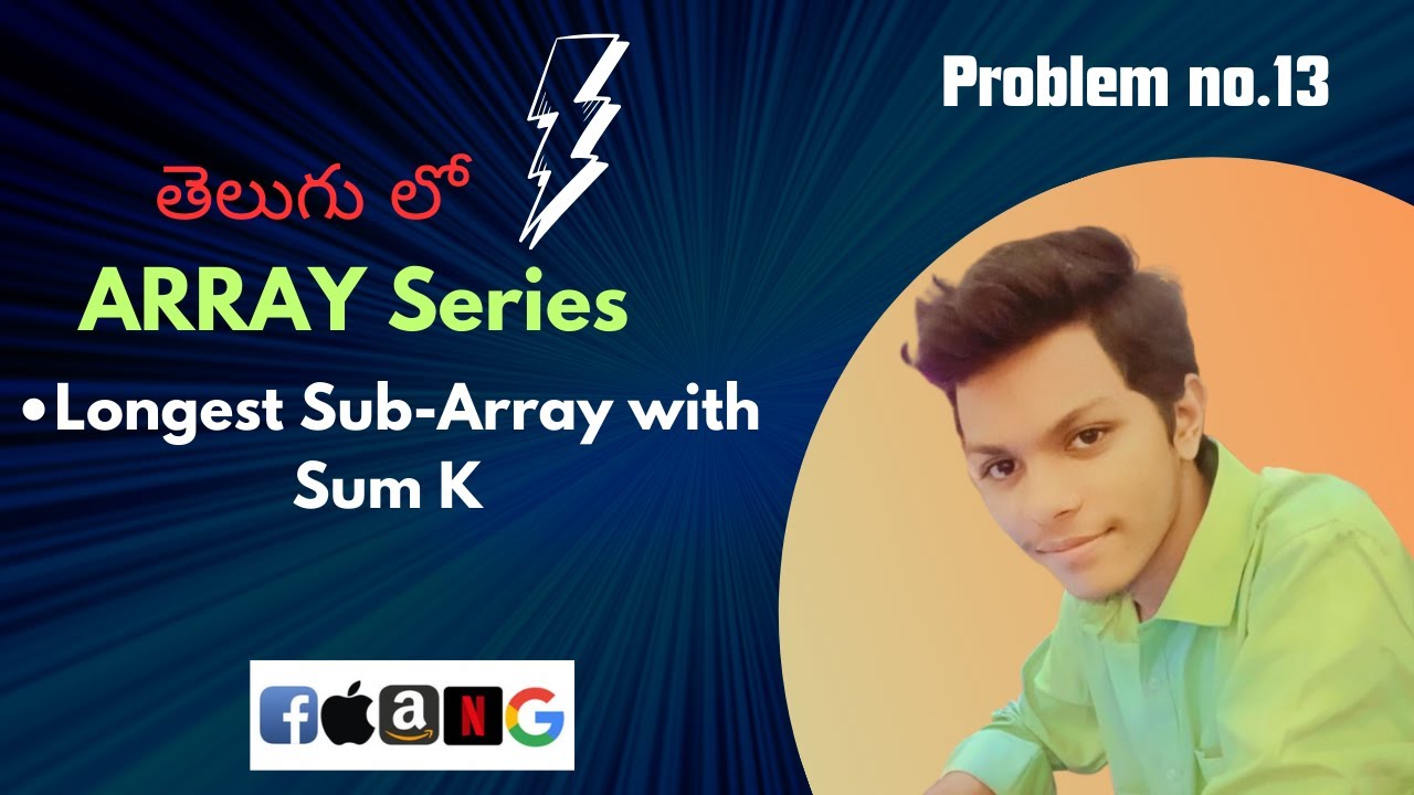 Longest SubArray with Sum K in Telugu - YouTube