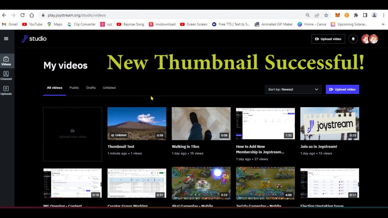 How to Edit Thumbnail of a Video in Gleev (Joystream Video Platform)
