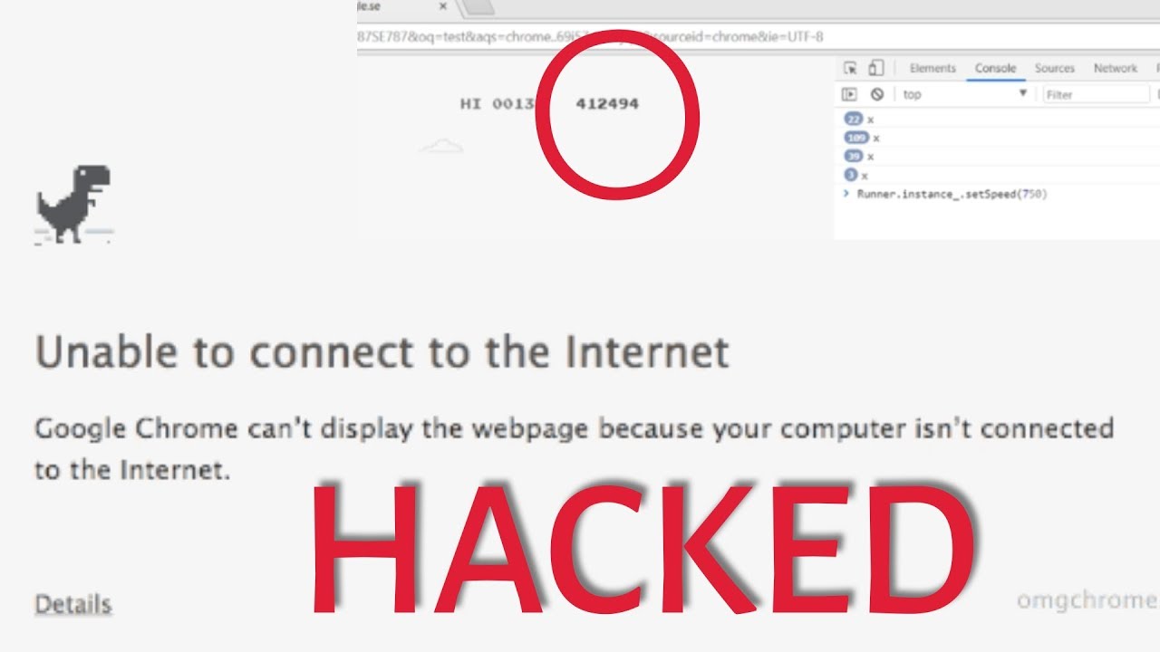 How To Hack The Offline Google Chrome Dinosaur Game! YouTube