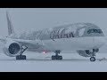 Qatar A350-1000 Snowstorm Departure/Towing in Quebec City (YQB)