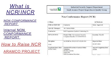 What is NCR/INCR Non Conformance  Report or Internal Non Conformance Report INCR How to Raise NCR