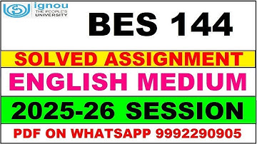 BES 144 solved assignment 2025-26 in English || bes 144 solved assignment 2026 || bes144 2025-26