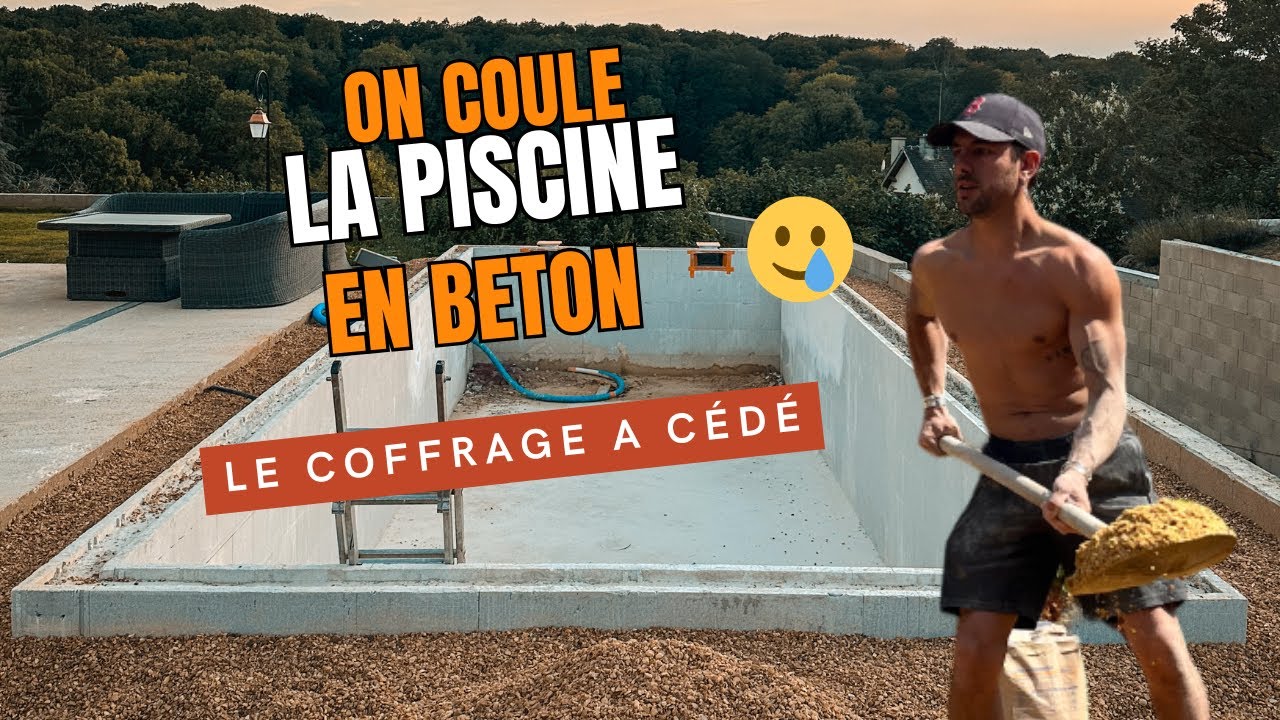 On coule les murs en béton de la PISCINE. (LE COFFRAGE A CÉDÉ) 😭