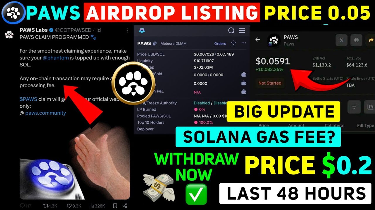 Paws Price $1.2 Confirm ✅ Paws Last 48 Hours New Big Update Today | Paws  Airdrop Price Prediction
