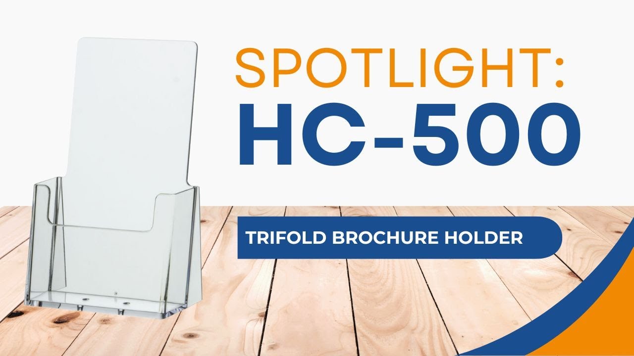 Countertop Brochure Holder With Business Card Slot - Black Acrylic Display Stand