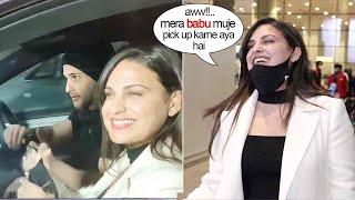 Himanshi Khurrana cant stop smiling whole time seeing Asim Riaz come to pick her up at airport