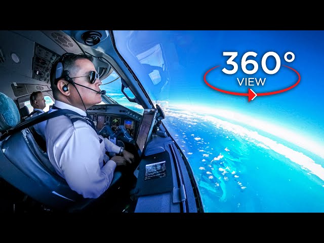 360° Airline Pilot's View | Miami - Bahamas | American Eagle E-175 class=