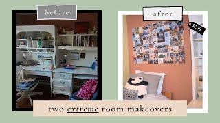 EXTREME teen bedroom makeover | two rooms under $200 transformation