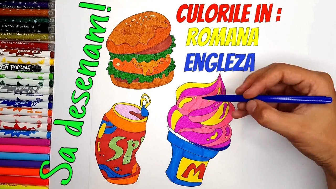 Deseneaza Un Hamburger Un Suc O Inghetata