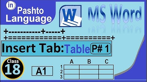 MS Word 2010 Insert tab Table group part. 1 in Pashto | winword 2010 Insert tab Table group part. 1