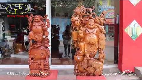 Tượng gỗ: DI LẶC NGŨ PHÚC VÁC CÀNH ĐÀO GỖ HƯƠNG TA | Ý NGHĨA DI LẶC NGŨ PHÚC |xưởng_tượng_gỗ