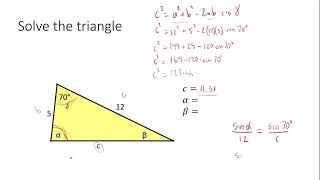 UHS Honors Trig: 4.3 - Law of Cosines