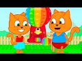 Família de Gatos - Máquina De Chicletes Pop It Desenho Infantil em Português