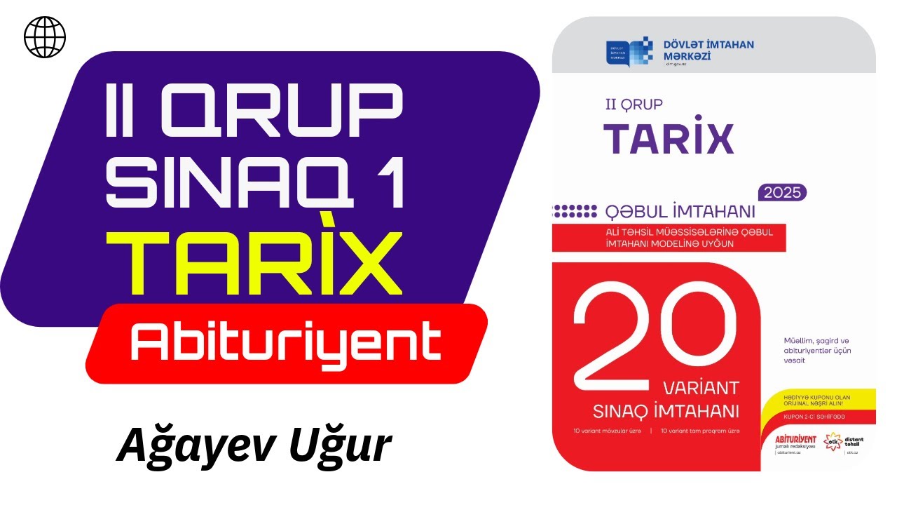 2-ci qrup / Tarix 20 sınaq / DİM / Sınaq 1 / #Uğurmüəllim