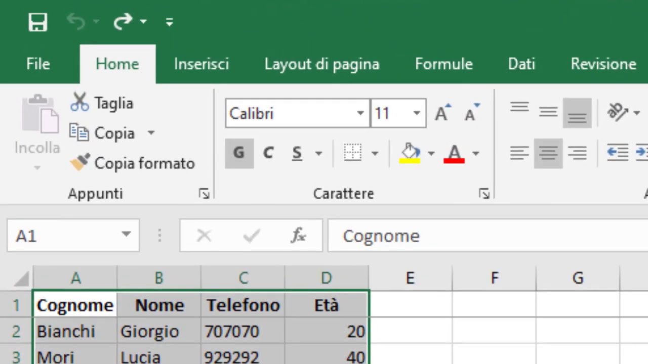 Excel - Gestione di database (archivi) PARTE 2