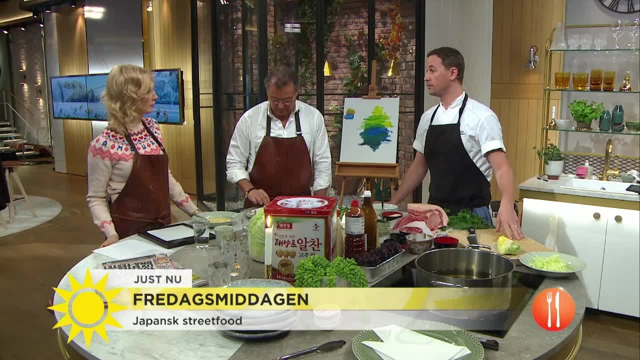 Fredagsmiddag - japansk streetfood och bra budgetvin - Nyhetsmorgon (TV4)