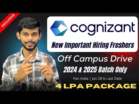 Cognizant New Hiring 2026 | 4 Lpa Package | 2024 2025 Batch | Apply Now