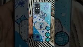diy phone cover design with charm 😍💓#blue #cover #phone