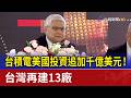 台積電美國投資追加千億美元！ 台灣再建13廠
