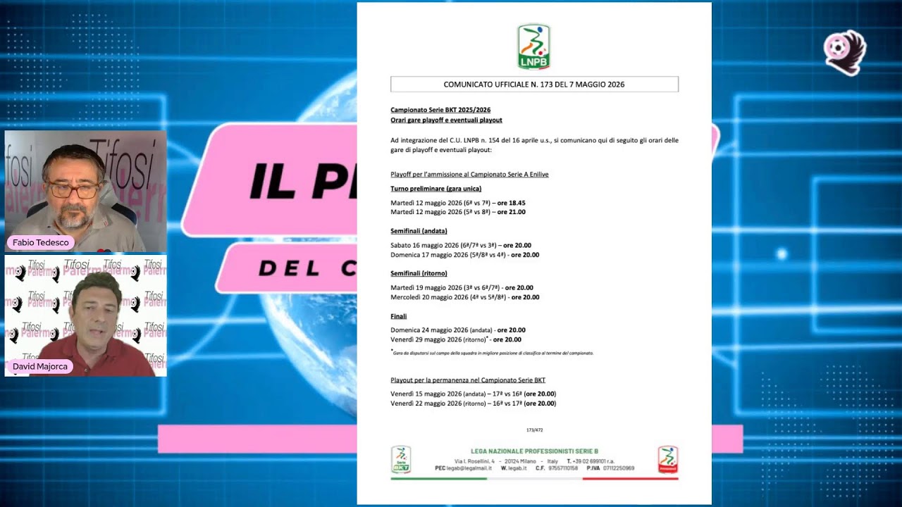a partire dalle 21,30 tornano Fabio Tedesco e David Majorca per parlaredell'ultimo impegno dei rosanero domani contro il Venezia
🎙️ Nuovo allo streaming o vuoi migliorare? Dai un'occhiata a StreamYard e ottieni uno sconto di $10! 😍 https://streamyard.com/pal/d/5910973496426496