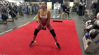 Dumbbell Sumo jump squat with half burpee