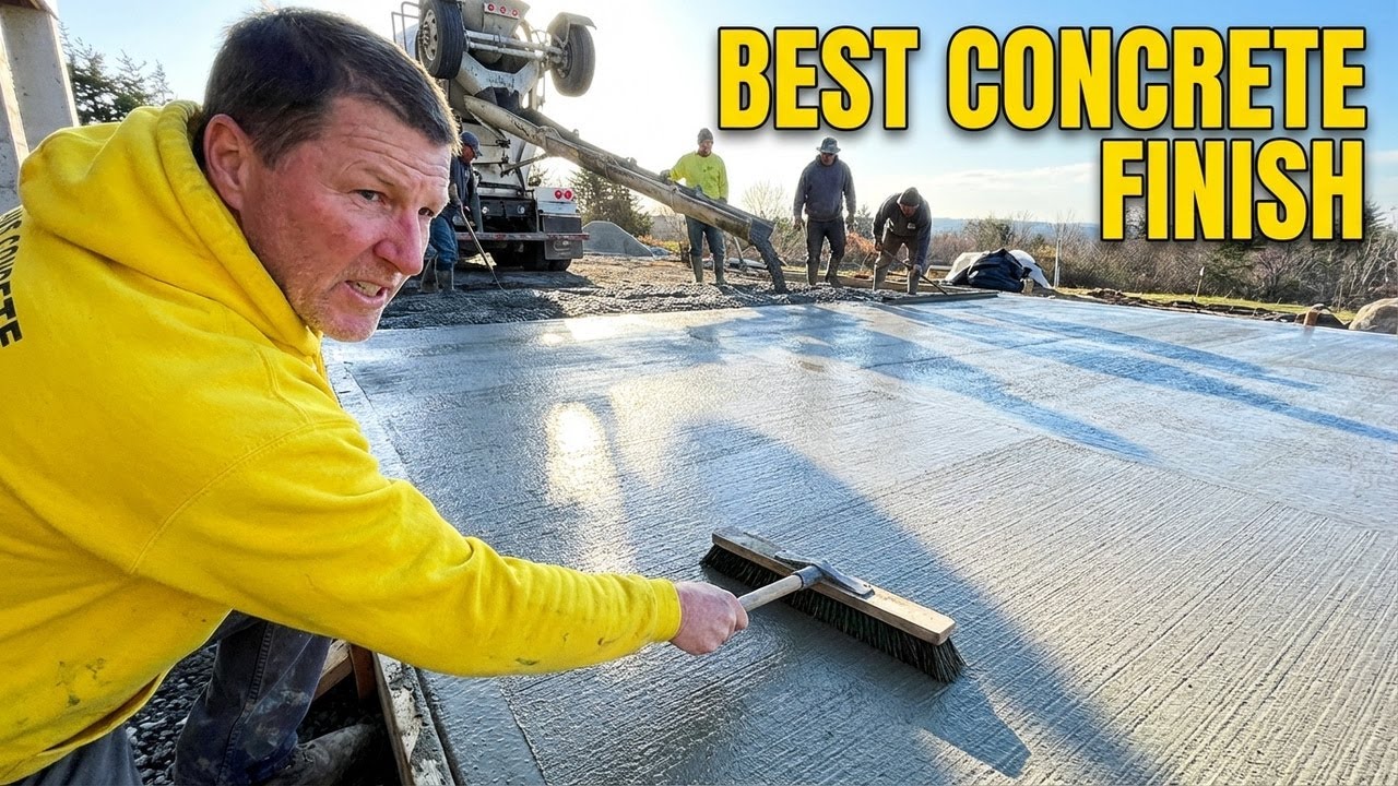 This Is The BEST Way To Pour And Broom Finish A Concrete Slab - YouTube