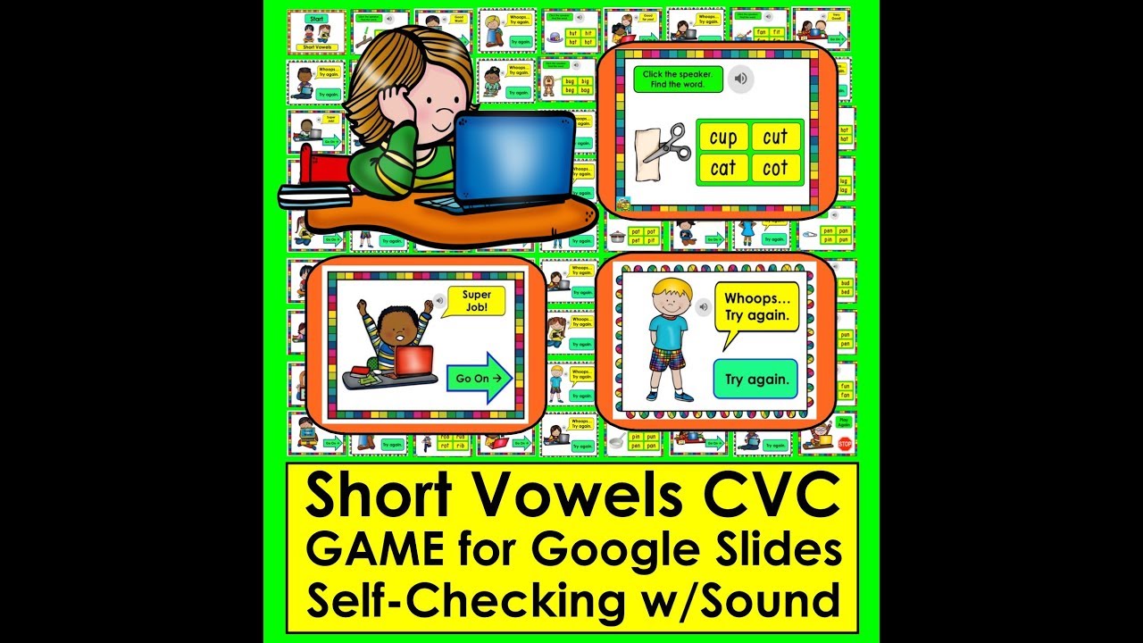 Short Vowels Game For Google Slides: Interactive and Self-Checking ...