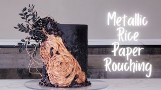 NEW Metallic Rice Paper Rouched Fabric Technique | Modern Cake Design | Crushed Isomalt Decorations
