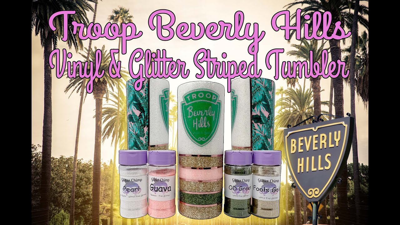 Troop Beverly Hills Vinyl & Glitter Stripe Tumbler - DIY Tumbler Tutorial without a Vinyl Cutter