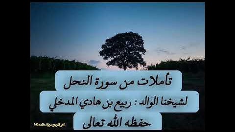 تأملات منهجية من سورة النحل للشيخ الوالد . ربيع بن هادي المدخلي حفظه الله تعالى..