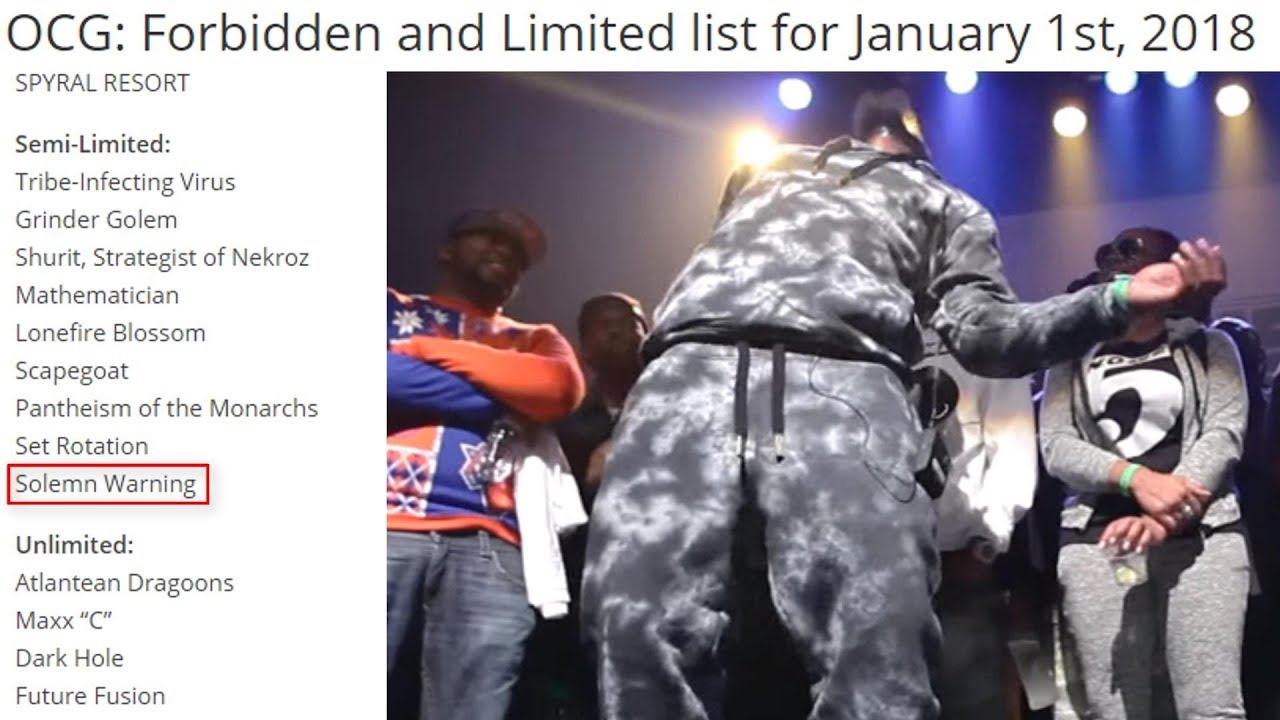 Jan 1, 2018 OCG banlist: Solemn Warning @2? "BRUHHHHH"