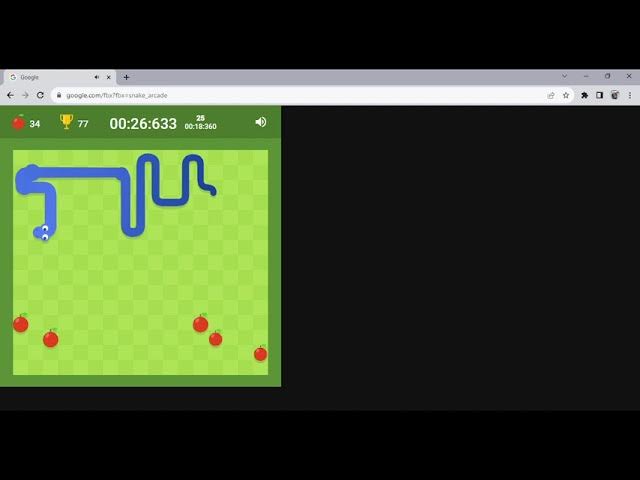 Google Snake Game - Multi Mode - 100 Apples in 2:03.733 