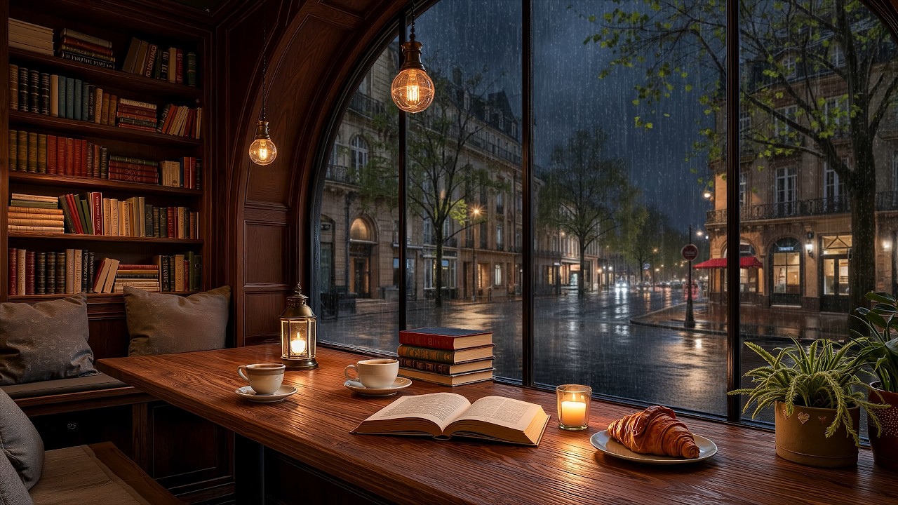 Night City Café Rain Jazz ☕🌙 Soft Jazz Ambience for Study Sessions & Deep Focus