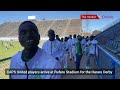 CAPS United players arrive at Rufaro Stadium  ahead of the Harare Derby against Dynamos