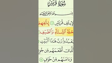 قريش مكية | رقم السورة: 106 - عدد آياتها : 4 عدد كلماتها : 17 - اسمها بالانجليزي : Quraysh
