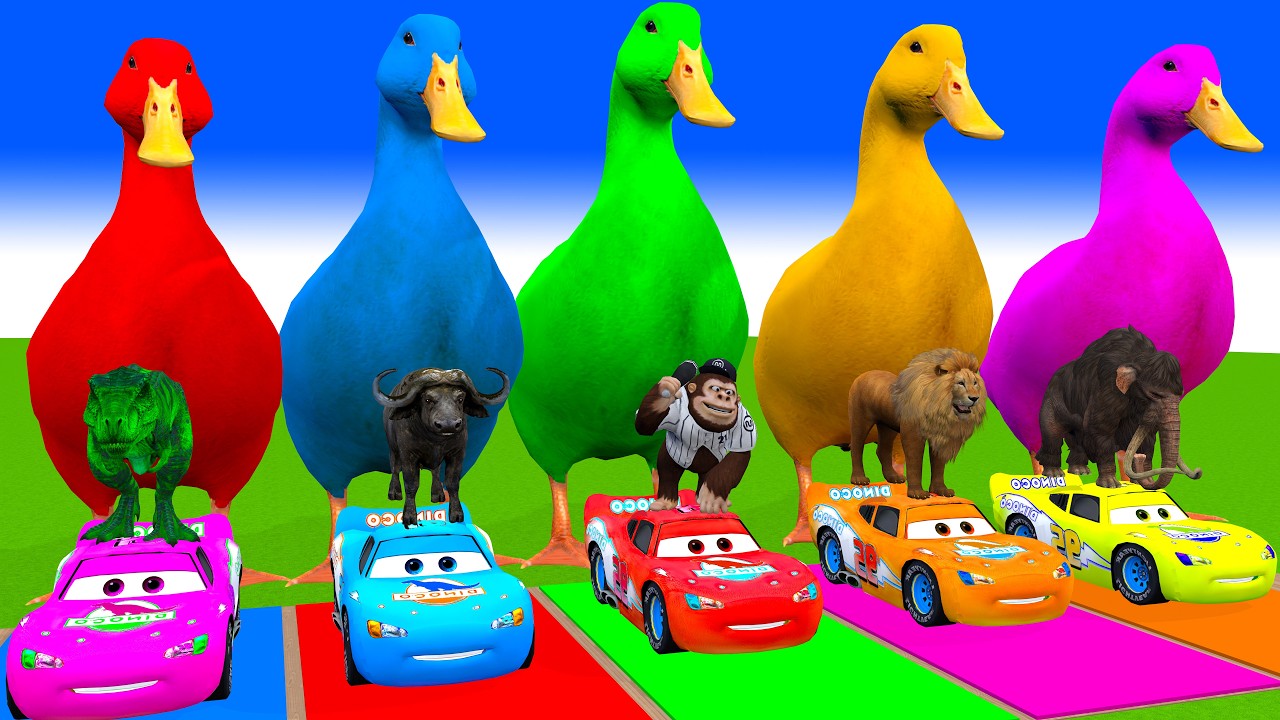 Long Slide Game With Cow Elephant Gorilla Hippopotamus Tiger 3d Animal Game Funny 3d Animals