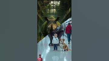 🦏 Rhino in Supermarket with Kid and Dog 🐕 | Surreal AI Art Shorts #viral #love #shorts