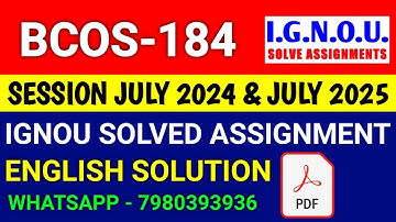 BCOS 184 solved assignment 2024-25 | BCOS 184 solved assignment 2025 | Ignou BCOS 184 in English