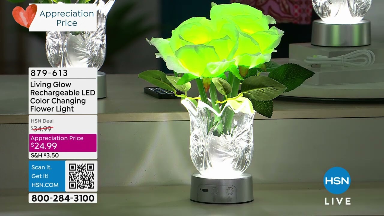 Living Glow Rechargeable LED Color Changing Flower Light