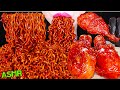 ASMR FRIED CHICKEN + BLACK BEAN FIRE NOODLES 짜장 불닭볶음면, 양념 치킨 닭다리 먹방 EATING SOUNDS