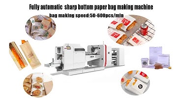 High speed Fully automatic  sharp bottom V Kraft flat paper bag making machine with Plastic Window