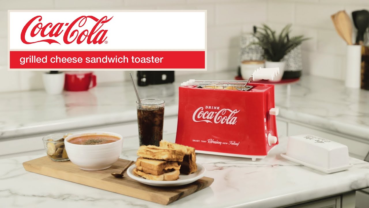 Nostalgia Tcs2ck Coca-Cola Grilled Cheese Toaster with Easy-Clean Toaster Baskets and Adjustable Toasting Dial - Red