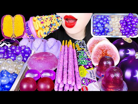 ASMR PURPLE ICE CREAM <strong>보라색</strong> 디저트 빵빠레 찰떡 아이스크림 다양한 간식 디저트 COLORFUL SNACK JELLY DESSERTS EATING MUKBANG먹방